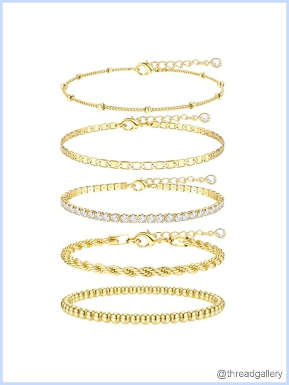 Gold Plated Chunky Chain Bracelet Stack Set for Women Non Tarnish Waterproof
